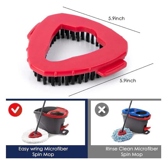 360° Rotating Triangle Mop Scrub Brush Head Replacement | Hard Bristle Corner Cleaner Compatible with Spin Mop Systems | Heavy Duty Deep Cleaning Tool for Bathroom, Tile & Floor