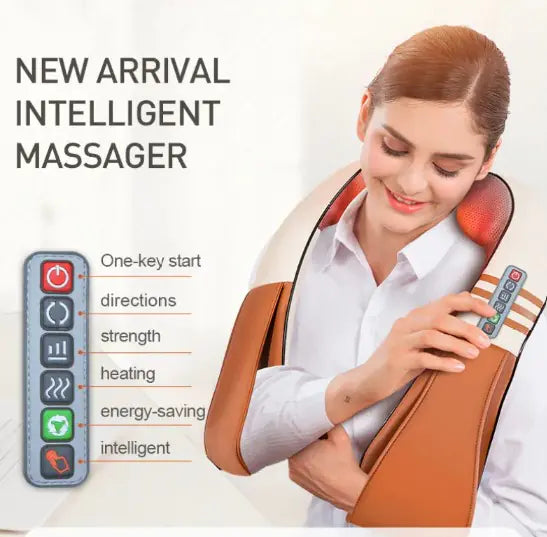 Shiatsu Cordless Neck & Shoulder Massager with Heat: 6D Deep Tissue Kneading Electric Back Massager for Pain Relief - FSA/HSA Eligible