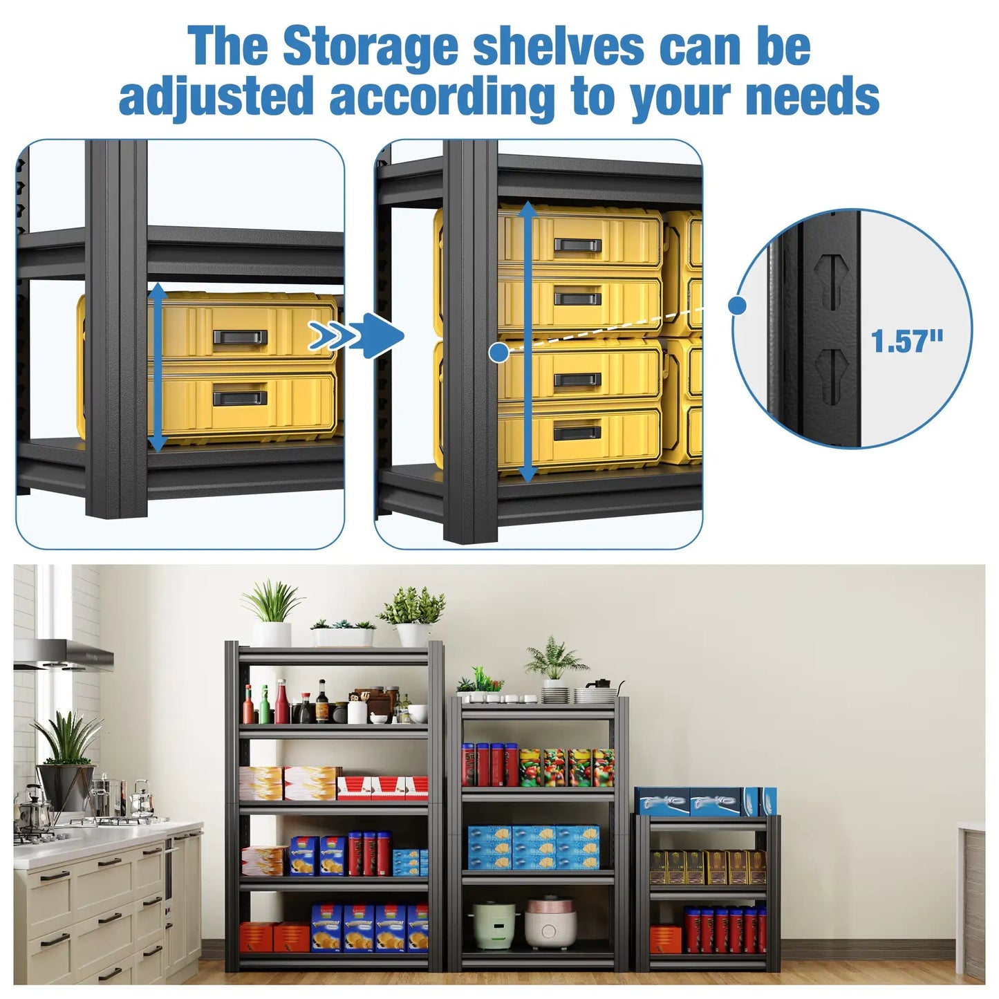 Heavy Duty 72-inch 5-Tier Adjustable Metal Garage Shelving Unit