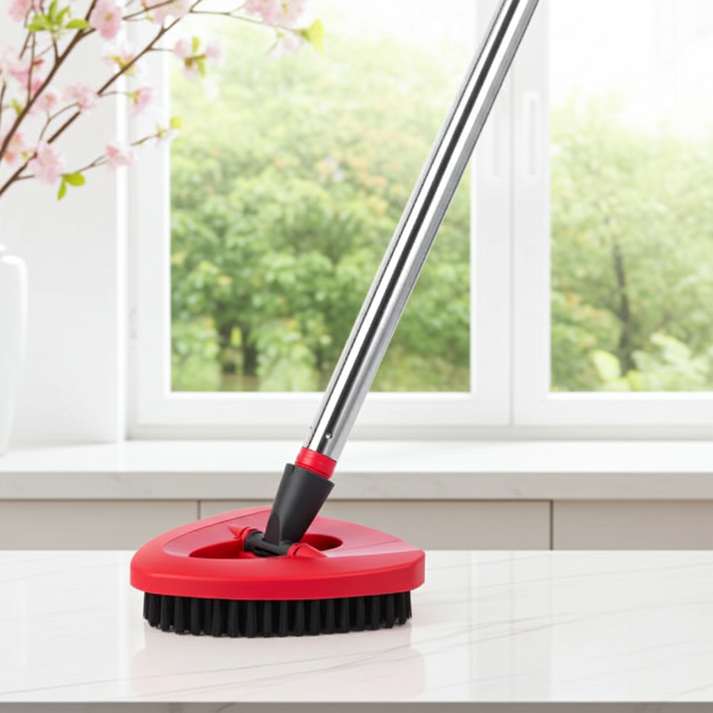 360° Rotating Triangle Mop Scrub Brush Head Replacement | Hard Bristle Corner Cleaner Compatible with Spin Mop Systems | Heavy Duty Deep Cleaning Tool for Bathroom, Tile & Floor