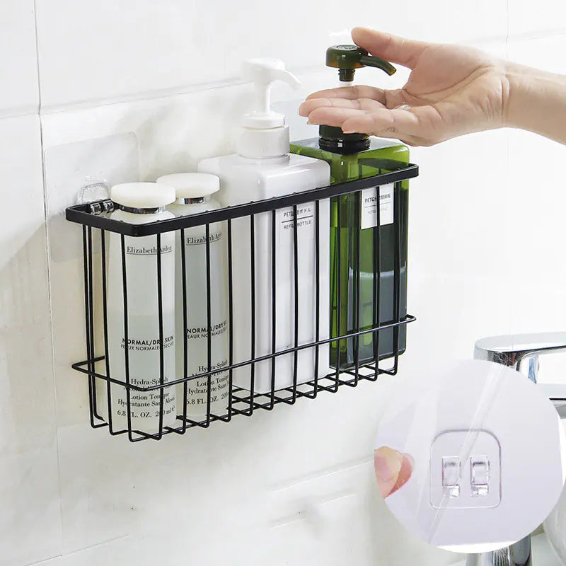 "Durable Iron Wall-Mounted Bathroom Storage Rack - Rustproof Organizer | Fast US Shipping