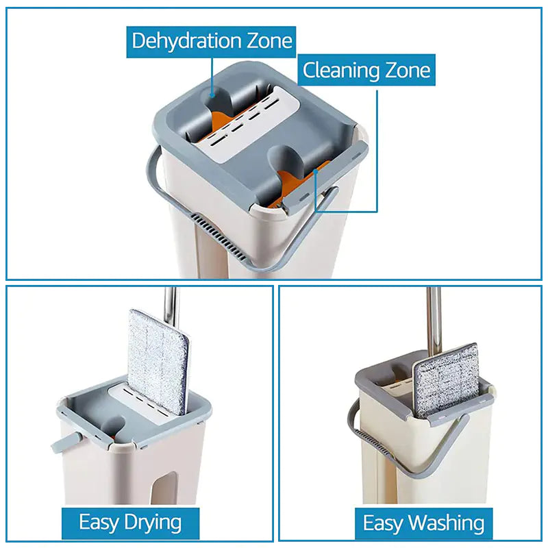 Ultimate 360° Spin Mop & Dual-Chamber Bucket Set | Hands-Free Self-Wringing Floor Cleaner with 3X Absorbent Microfiber Pads | Professional Wet/Dry Cleaning System for Hardwood, Tile & Marble