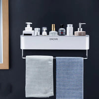 "Damage-Free Wall-Mounted Bathroom Storage Rack - No Drilling Adhesive Shower Caddy