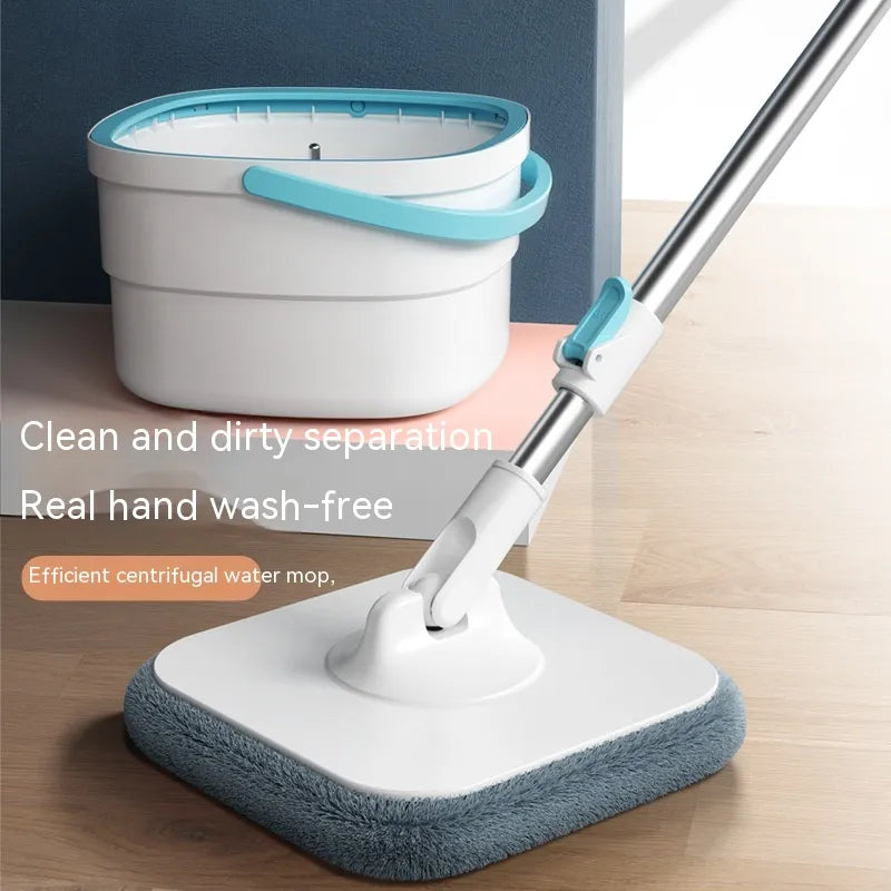 2026 Next-Gen Spin Mop System with Turbo Squeeze Bucket | Space-Saving Vertical Wringing Technology | 360° Easy-Reach Microfiber Floor Cleaner | All-in-One Professional Cleaning Kit for Modern Homes