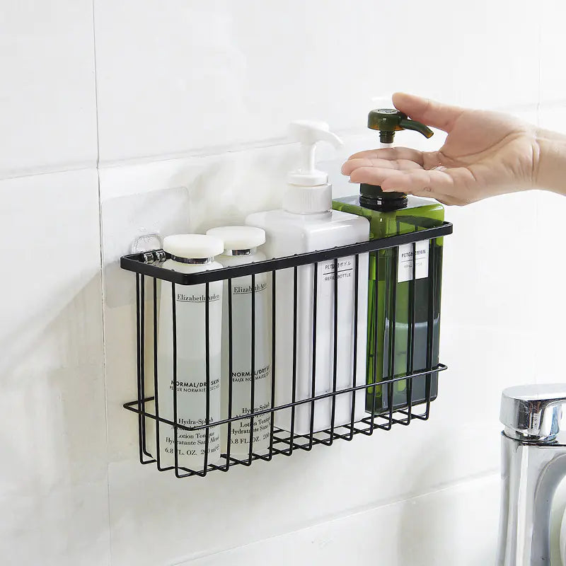 "Durable Iron Wall-Mounted Bathroom Storage Rack - Rustproof Organizer | Fast US Shipping