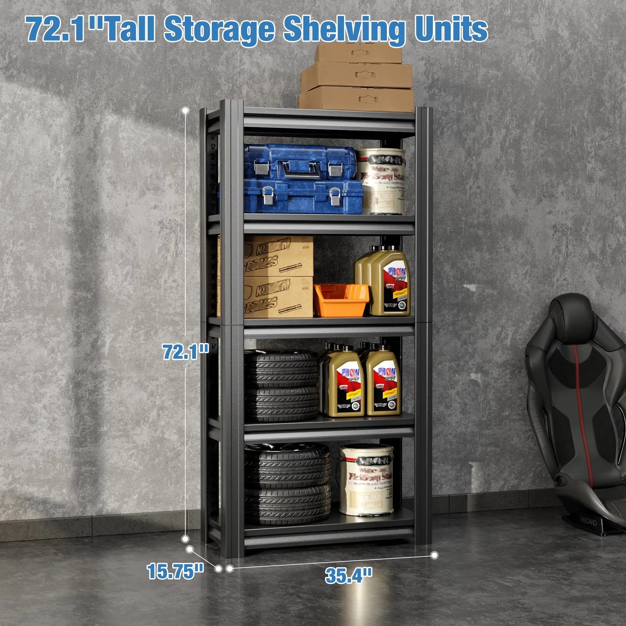Heavy Duty 72-inch 5-Tier Adjustable Metal Garage Shelving Unit