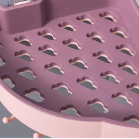 Maximize Space: Two-Tone Triangular Corner Bathroom Storage Rack with Hooks |