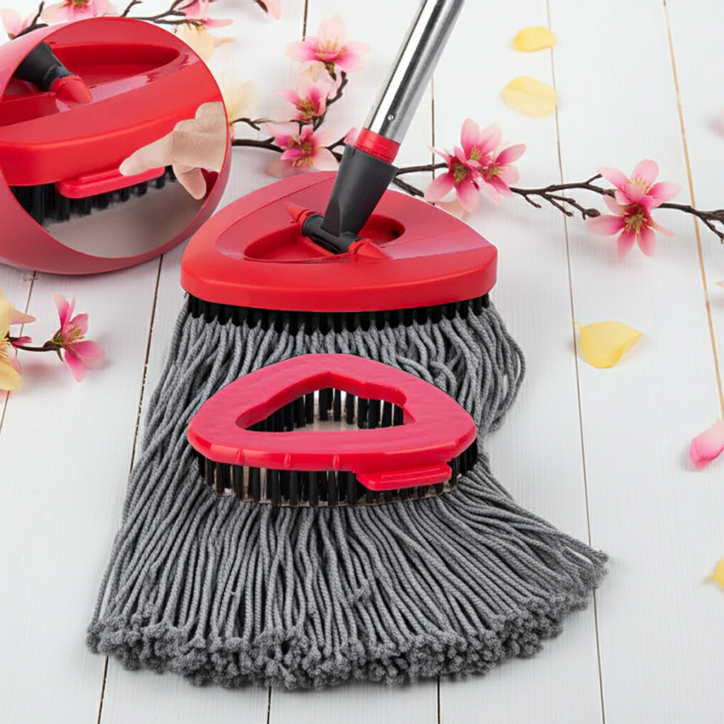 360° Rotating Triangle Mop Scrub Brush Head Replacement | Hard Bristle Corner Cleaner Compatible with Spin Mop Systems | Heavy Duty Deep Cleaning Tool for Bathroom, Tile & Floor