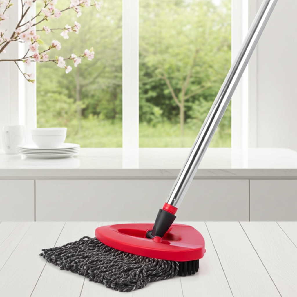 360° Rotating Triangle Mop Scrub Brush Head Replacement | Hard Bristle Corner Cleaner Compatible with Spin Mop Systems | Heavy Duty Deep Cleaning Tool for Bathroom, Tile & Floor