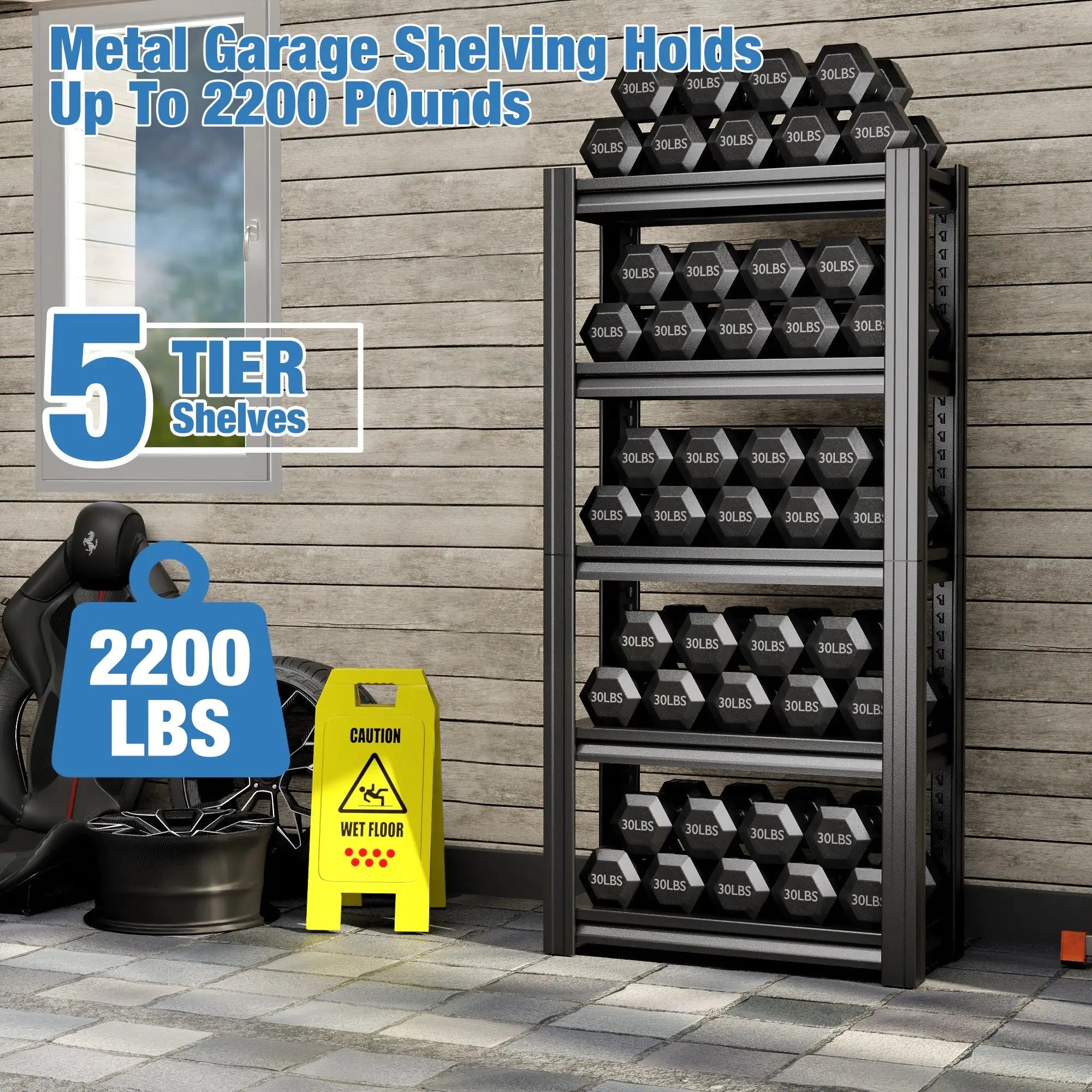 Heavy Duty 72-inch 5-Tier Adjustable Metal Garage Shelving Unit