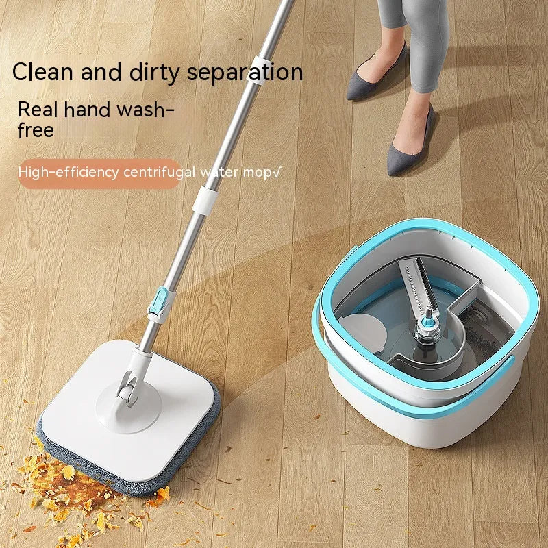 2026 Next-Gen Spin Mop System with Turbo Squeeze Bucket | Space-Saving Vertical Wringing Technology | 360° Easy-Reach Microfiber Floor Cleaner | All-in-One Professional Cleaning Kit for Modern Homes