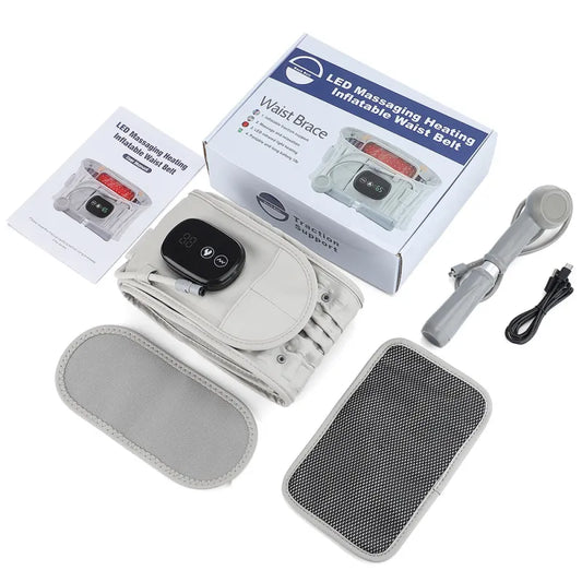 Wireless Inflatable Electric Heating Waist Belt with 3-Level Heat & Vibration Massager | Portable Cordless Lower Back Pain Relief Brace for Menstrual Cramps, Sciatica & Lumbar Support