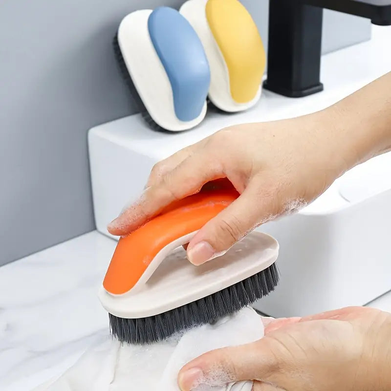 "Long Handle Soft Bristle Shoe & Laundry Brush - Professional 2-in-1 Sneaker Scrubber & Fabric Cleaning Tool - Ergonomic Non-Slip Grip for Deep Cleaning & Delicates
