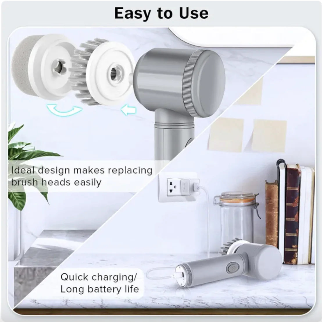 "7-in-1 Rechargeable Electric Spin Scrubber – Cordless Power Scrubber with 8 Replaceable Brush Heads, Adjustable Long Handle – Waterproof Bathroom & Kitchen Cleaning Brush