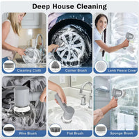 "7-in-1 Rechargeable Electric Spin Scrubber – Cordless Power Scrubber with 8 Replaceable Brush Heads, Adjustable Long Handle – Waterproof Bathroom & Kitchen Cleaning Brush