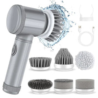 "7-in-1 Rechargeable Electric Spin Scrubber – Cordless Power Scrubber with 8 Replaceable Brush Heads, Adjustable Long Handle – Waterproof Bathroom & Kitchen Cleaning Brush