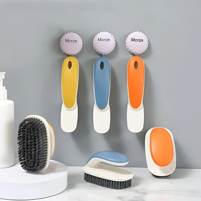 "Long Handle Soft Bristle Shoe & Laundry Brush - Professional 2-in-1 Sneaker Scrubber & Fabric Cleaning Tool - Ergonomic Non-Slip Grip for Deep Cleaning & Delicates
