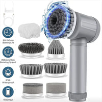 "7-in-1 Rechargeable Electric Spin Scrubber – Cordless Power Scrubber with 8 Replaceable Brush Heads, Adjustable Long Handle – Waterproof Bathroom & Kitchen Cleaning Brush